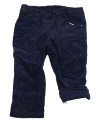 Tmavomodré manšestrové podšité kalhoty C&A