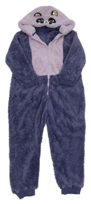 Fialovo-lila chlupatá kombinéza s kapucí - panda Lupilu