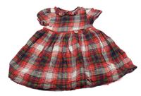Červeno-barevné kostkované třpytivé šaty s límečkem George