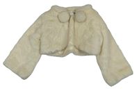 Béžové kožešinové podšité bolerko s bambulemi H&M