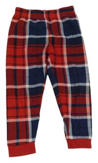 Červeno-tmavomodro-bílé kostkované fleecové pyžamové kalhoty M&S