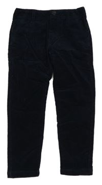 Tmavomodré manšestrové slim kalhoty Okaidi