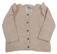 Růžový propínací svetr s volánky F&F