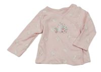 Růžové žebrovaná propínací triko s králíky Nutmeg