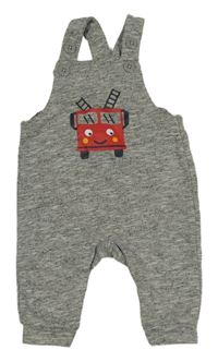 Šedé melírované laclové tepláky s hasičským autem Topomini