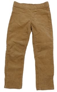 Hnědé manšestrové elastické kalhoty H&M