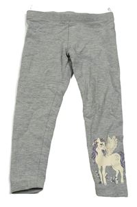 Šedé melírované legíny s jednorožcem C&A