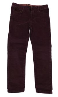 Vínové manšestrové skinny kalhoty Zara