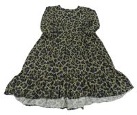 Khaki-černé lehké šaty s leopardím vzorem Next