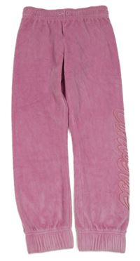 Starorůžové plyšové tepláky s nápisem Converse