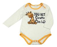 Bílé body s žirafou a nápisem