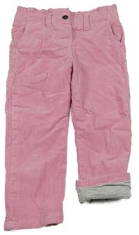 Růžové manšestrové podšité kalhoty Pocopiano