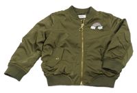 Khaki šusťákový zateplený bomber s duhou H&M