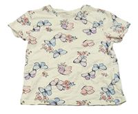 Pudrové květované tričko s motýly H&M