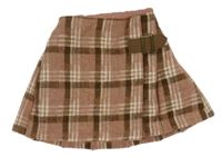 Starorůžovo-hnědo-smetanová kostkovaná zavinovací sukně Next