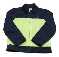 Tmavomodro-neonově žlutá sportovní propínací funkční mikina Domyos