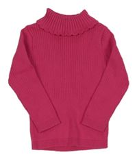 Fuchsiový žebrovaný svetrový rolák Matalan