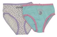 2x kalhotky - světlemodré s donutem + bílé s duhami