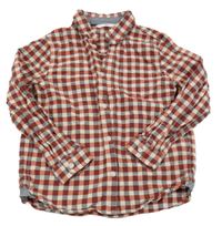 Béžovo-červeno-černá kostkovaná košile M&S