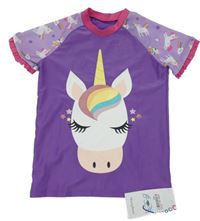 Nové - Fialové UV tričko s jednorožcem