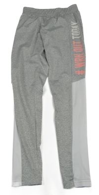 Šedo-bílé sportovní legíny s nápisem Ergeenomixx