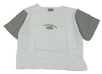 Bílo-khaki tričko s autem