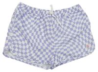 Lila-bílé kostkované plážové kraťasy s nášivkou M&S