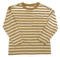 Hnědo-smetanové pruhované mikinotriko s kapsou H&M