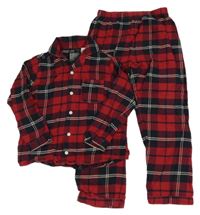 Červeno-černo-béžové kostkované flanelové pyžamo H&M