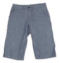 Modré melírované plátěné kraťasy H&M