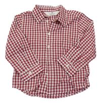 Tmavočerveno-bílá kostkovaná košile H&M