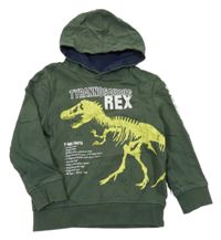 Khaki mikina s kostrou dinosaura a kapucí Kids