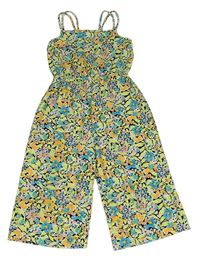 Zeleno-černý květovaný culottes overal Primark