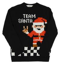 Černý lehký svetr se Santou zn. H&M