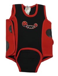 Černo-růžové neoprenové body s beruškami a křídly 