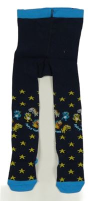 Tmavomodro-modré punčocháče s hvězdičkami 