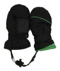 Černo-zelené šusťákové zateplené palcové rukavice 