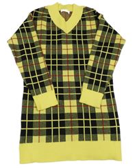 Žluto-černé kostkované svetrové šaty shein
