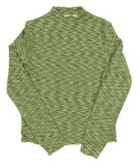 Zelené melírované žebrované triko H&M