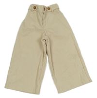 Smetanové žebrované široké kalhoty 