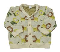 Béžový propínací svetr s lvíčky 