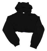 Černá crop mikina s kapucí shein