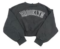 Tmavošedá crop mikina s nápisem Primark