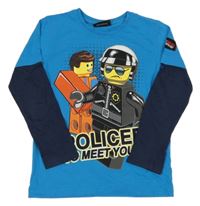 Modro-tmavomodré triko s legem George