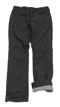 Antracitové vzorované podšité plátěné kalhoty C&A