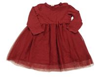 Vínové šaty s tylovou sukní H&M