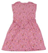 Růžové květované šaty s páskem S. Oliver