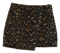 Černo-hnědá vzorovaná vlněná sukně Next