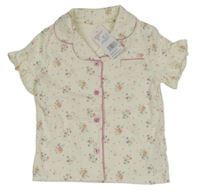 Nové - smetanový květovaný pyžamový kabátek s límečkem F&F