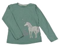 Zelené triko s jednorožcem 